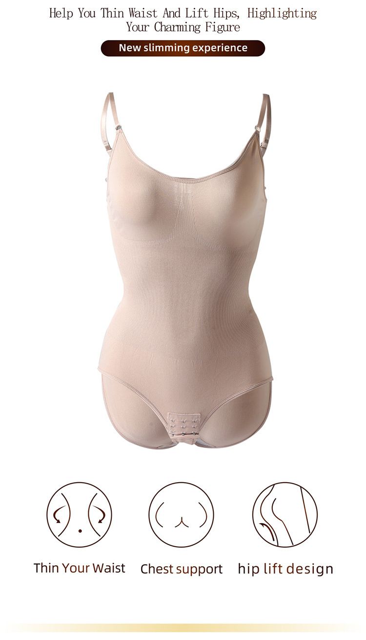 One-Piece Shapewear For Women, Tummy Control Pants With Open Crotch, Butt-Lifting, Camisole Underwear, Elastic Waist_voghion.com