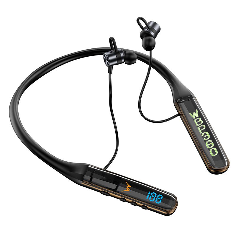 Auricolari sportivi unisex con fascia da collo e display a cristalli liquidi Bluetooth senza fili e batteria a lunga durata_voghion.com