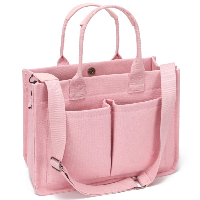 Grote canvas tas voor dames met zakken - laptoptas, portemonnee, handtas voor elke dag - perfect voor werk, strand en sportschool_voghion.com