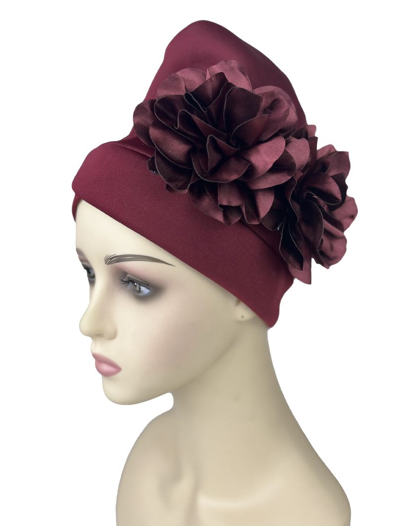 Damen Hijab Hut übertrieben Hut Luftschicht Seite große Blume Hut Moslemischer Hut Baotou Hut_voghion.com