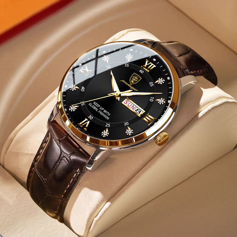 Waterproof Luminous Dual Calendar Men's Watch Ultra-thin Quartz Wristwatch_voghion.com