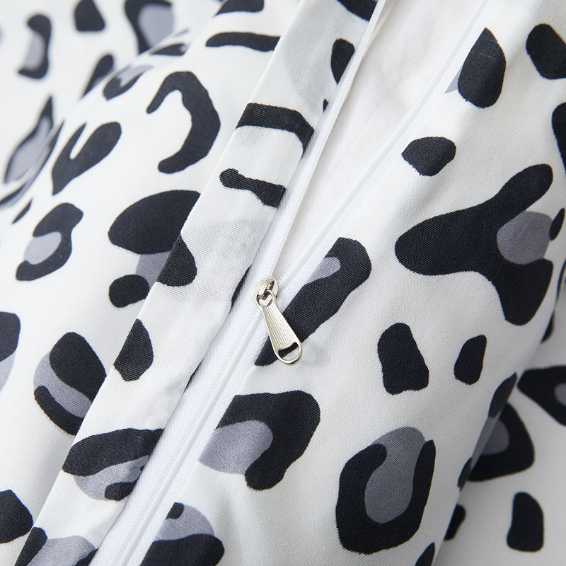 Gray Black And White Leopard Luxury Quilt Cover Home Textile Bedding Three Piece Set_voghion.com