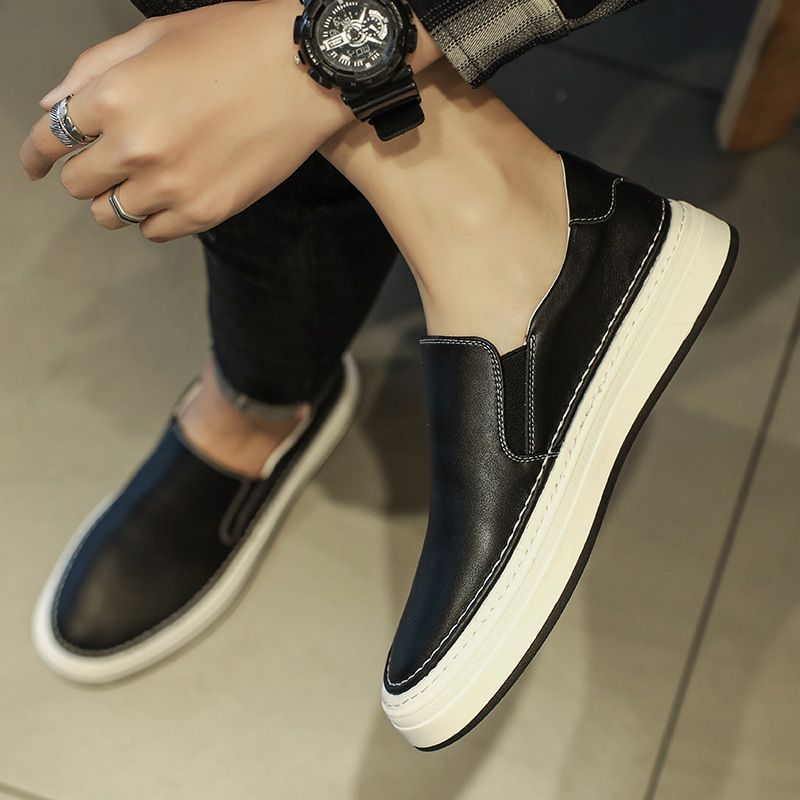 Mocassini da uomo alla moda, scarpe basse versatili in vera pelle, comode e comode, scarpe casual coreane antiscivolo e antiodore_voghion.com