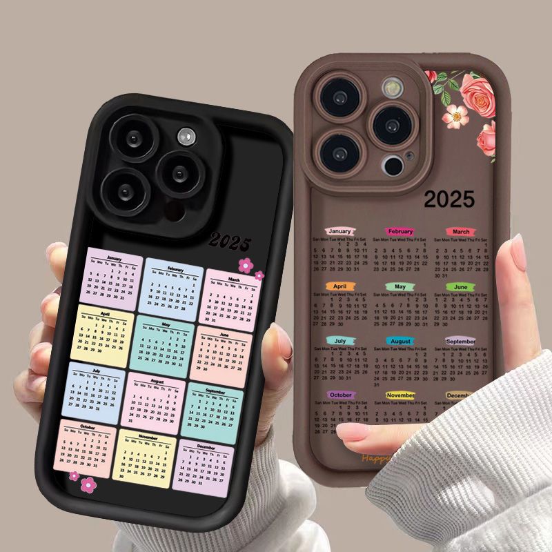 Custodia con motivo calendario di Capodanno 2025 per Samsung Galaxy S25 S24 S23 Ultra S22 Plus S21 FE A16 A25 A35 A55 A53 A52 A54 A35 Cover_voghion.com