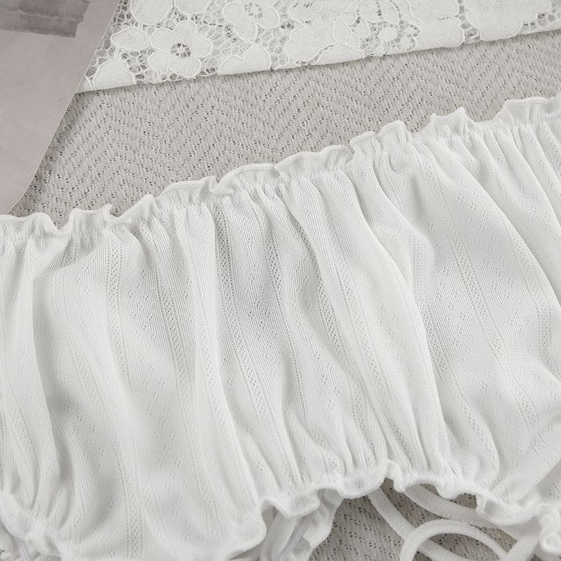 Women's Sleepwears Simple Casual Suspender Shorts Home Clothes Ladies New Knitted Comfortable Lace Up Pajamas_voghion.com