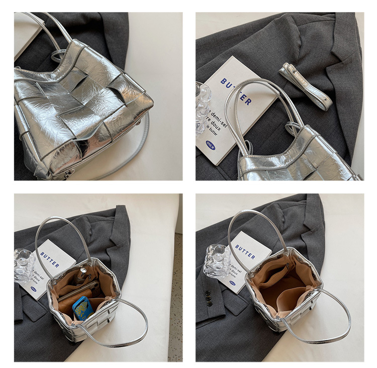Texture Bucket Bag 2023 Neue Handtasche personalisierte gewebte Umhängetasche Handgriff Umhängetasche für Frauen_voghion.com