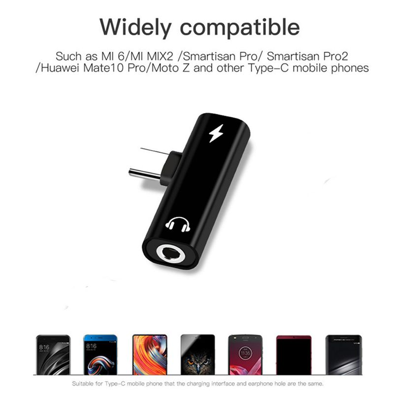 2 an 1 Typ C op 3,5 mm Jack Kopfhörer Opluedadapter USB Typ-C Audioadapter fir Xiaomi 6 Huawei P10 Mate 20 Typ C Telefonen_voghion.com