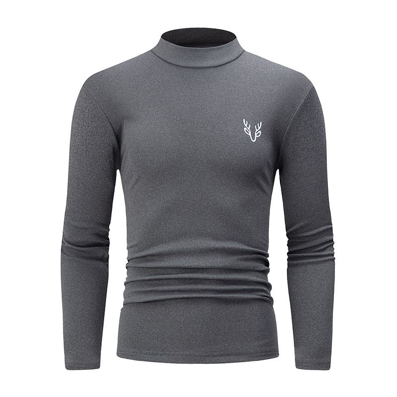 Overseas Platform Special Code Men's Autumn Winter Fashion Half Turtleneck Solid Color Base Shirt Casual Underwear_voghion.com