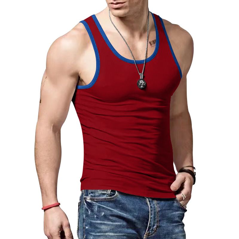 Chaleco deportivo informal de verano para hombre, ajustado, con colores básicos a juego, estilo europeo y americano._voghion.com