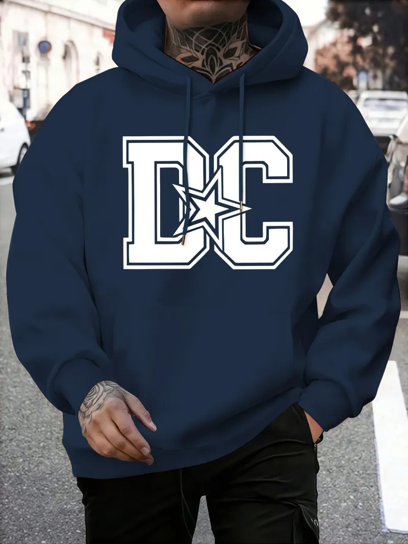 Moletom casual masculino com capuz para inverno - Caimento regular, lavável à máquina, pulôver moderno e moderno, tecido de malha confortável_voghion.com