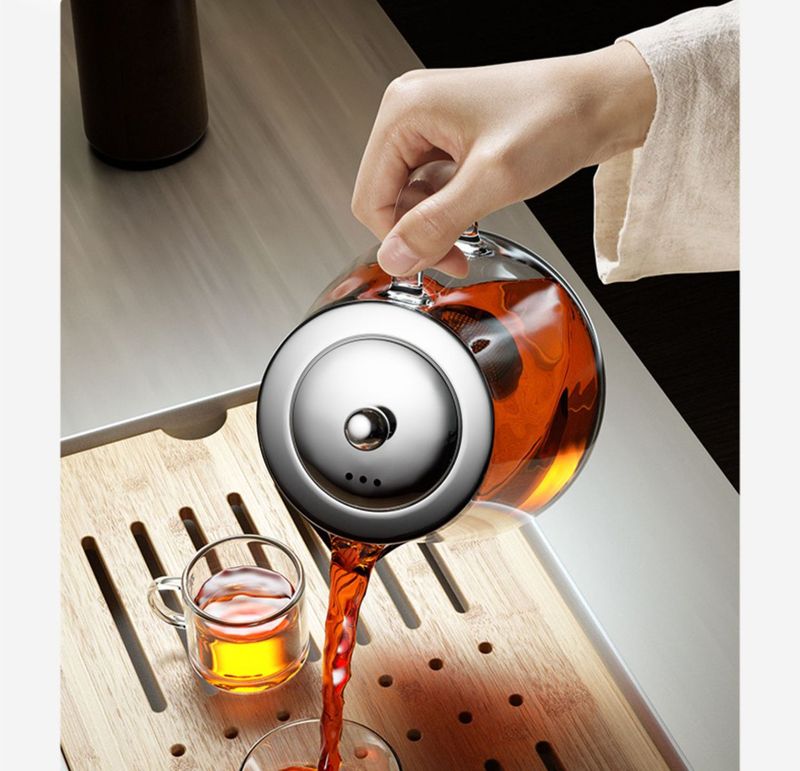 Heat Resistant Glass Teapot With Stainless Steel Tea Strainer Infuser Flower Kettle Kung Fu Teaware Set Puer Oolong Pot_voghion.com