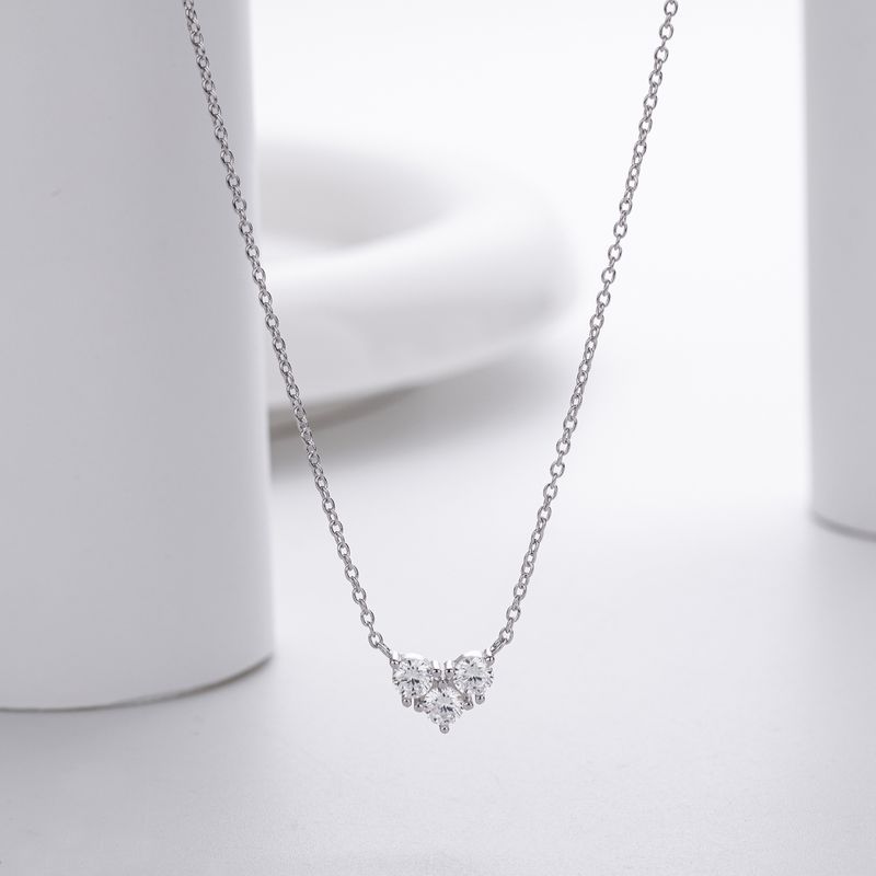 Elegante Halskette mit Herzanhänger für Damen aus 925er Sterlingsilber, mehrlagige Kette mit mehreren Farboptionen, minimalistischer Stil für den Alltag_voghion.com