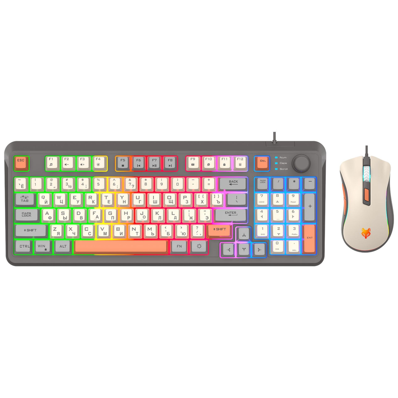 Xuan Silver Fox K820 Game Wired And Mouse Set Russian Three Tone Illuminated Computer Keyboard_voghion.com