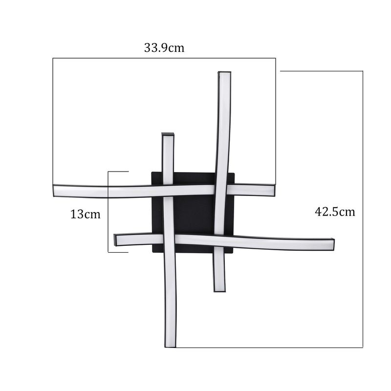 Glitzerlife Deckenlampe LED Deckenleuchte Schwarz - 24W Wohnzimmerlampe 3000K Warmweiß Modern Design Schlafzimmerlampe Metall Küchenlampe Für Flur Büro Esszimmer_voghion.com