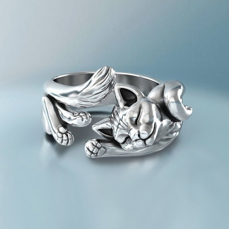 Mode Groda Padda Djur för Kvinnor Män Konstnärlig Design Retro Öppning Anpassningsbar Unisex Kvinnliga Statement Ringar Sier Färg Gåva_voghion.com