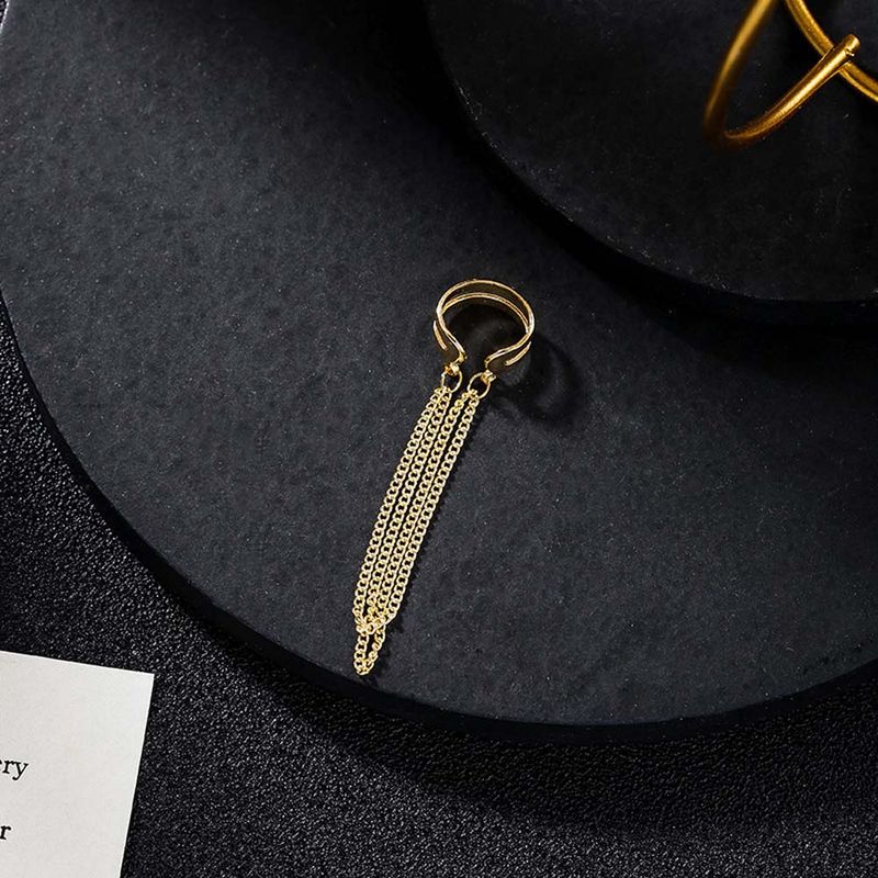 Orecchini a clip con gancio e nappa lunga color argento, multistrato, senza piercing, per donna, regalo di gioielli dal temperamento semplice_voghion.com