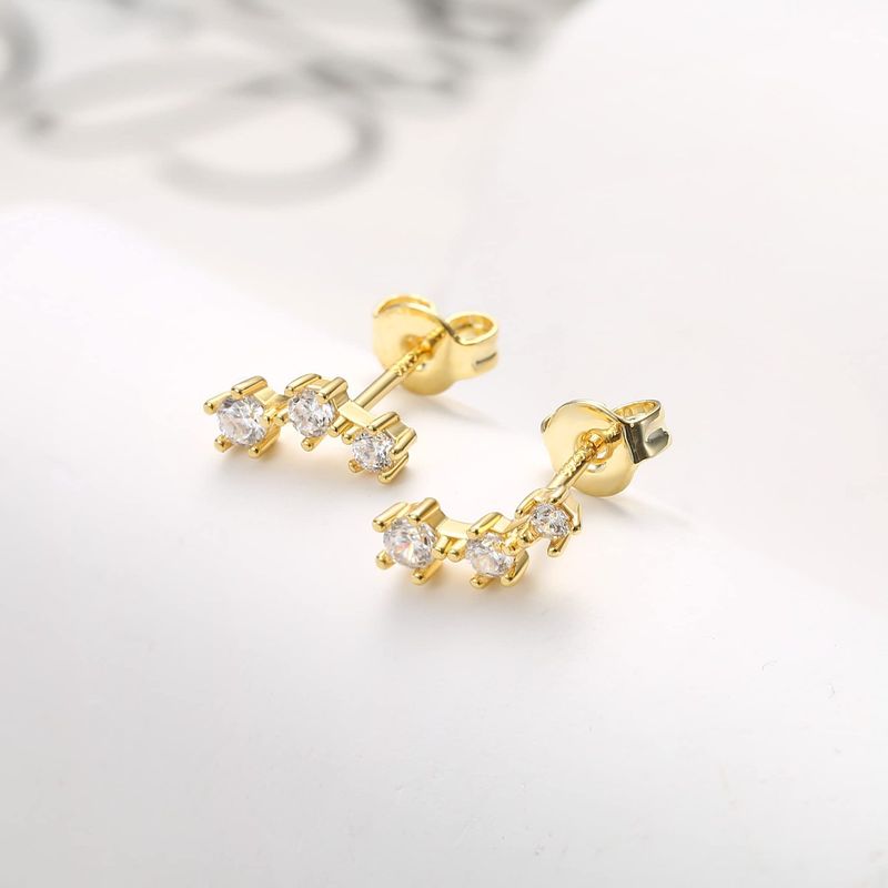 Brass With Real Gold Plating, Popular Across, Teardrop Shaped Circle Inlaid Zircon Earrings, Personalized Six Piece Set_voghion.com