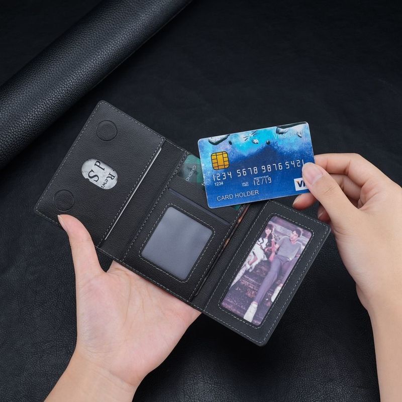 Kartenhalter Geldbörse Brieftaschen Pu-Leder Multi-Kartensteckplatz Kartentasche Magnetischer Handyständer Magnetische Kartentasche_voghion.com