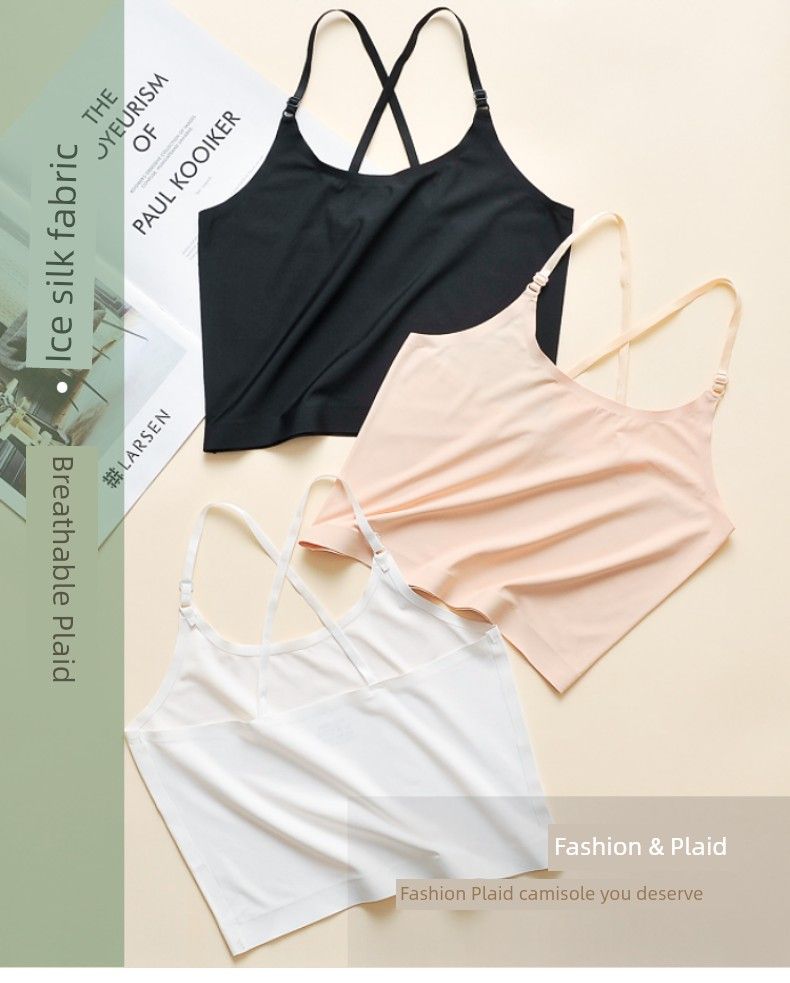 Gilet interno in seta di ghiaccio, anti-malfunzionamento del guardaroba, con base avvolgente, top a tubo con schiena di bellezza, intimo per ragazze_voghion.com