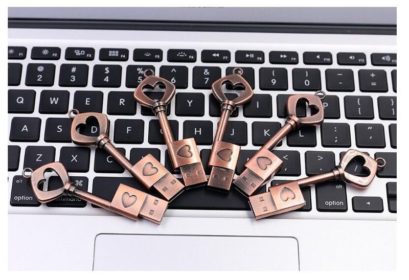 Foreign trade cross-border heart-shaped gift USB 64G key USB wholesale creative USB 32G metal key USB 16G_voghion.com