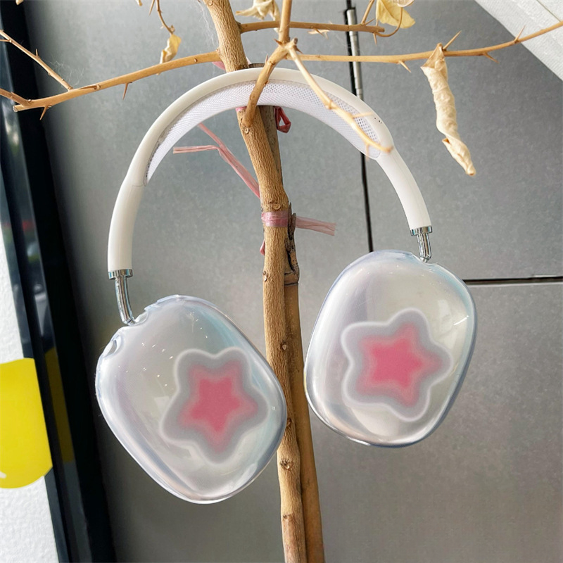 Koreanische Schutzhülle mit rosa Stern, Max-Headset-Hülle, transparente Softshell_voghion.com