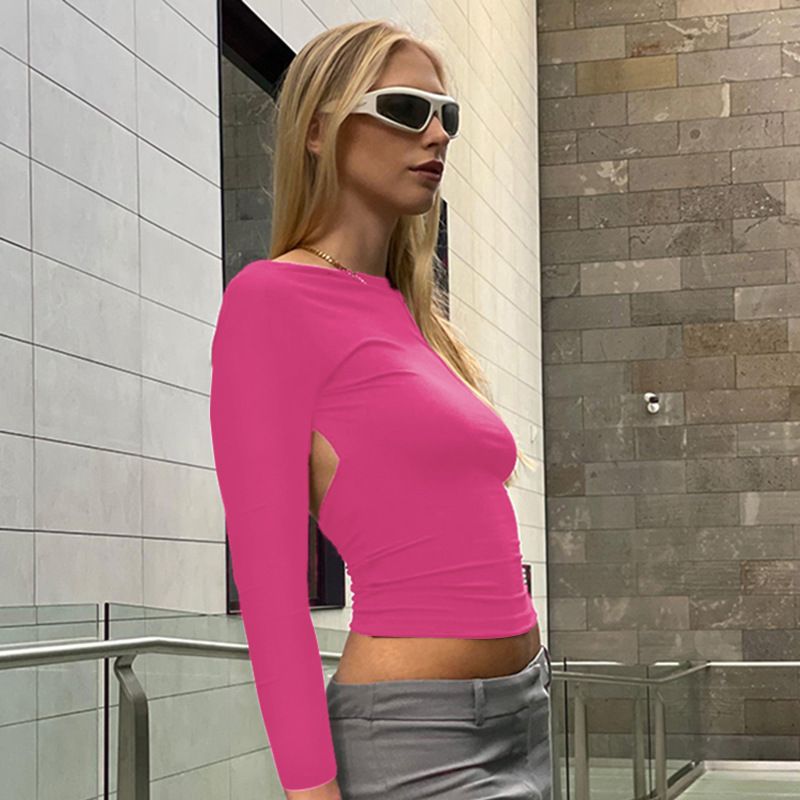 Roupas femininas novas blusas reversíveis de cor sólida_voghion.com