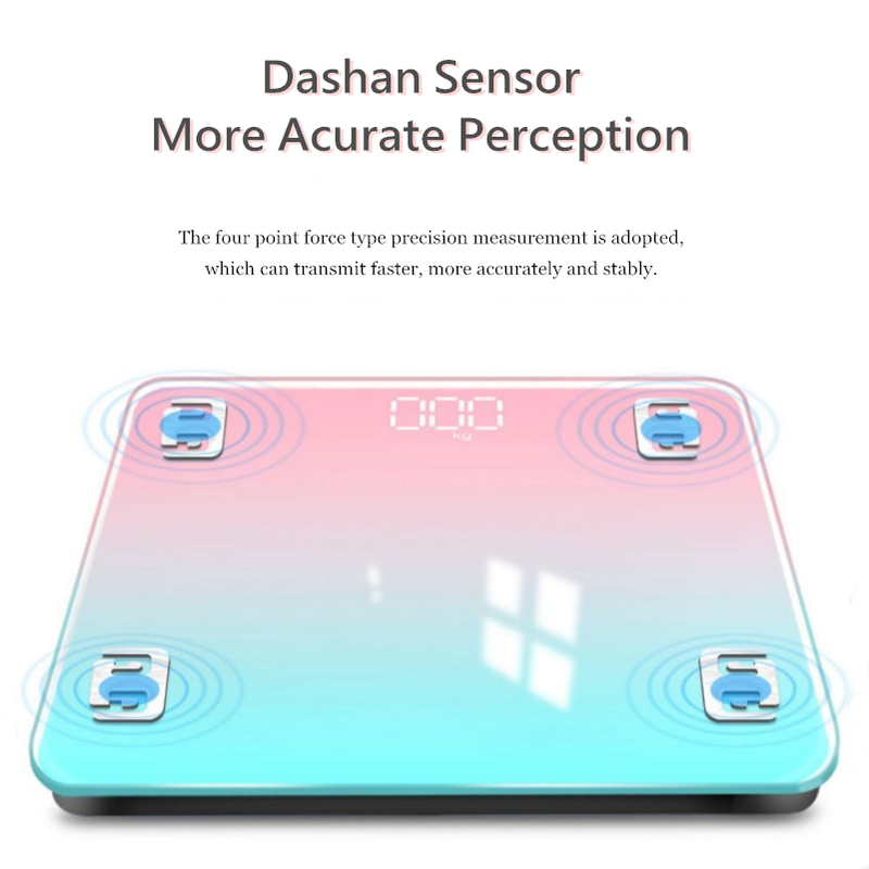 180 kg-os színátmenetes színes fürdőszobai mérleg, padló digitális mérleg, testsúly, üveg LED intelligens mérlegek, elektronikus testmérleg-egyensúly_voghion.com