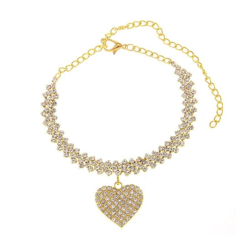 Rhinestone Heart-Shaped Anklet Jewelry Niche Creative Bride Fashion Versatile Crystal_voghion.com