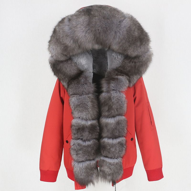 Women's Clothing Thickened Raccoon Fur Liner Removable Real Fox Fur Large Fur Collar Jacket Fur Cotton_voghion.com