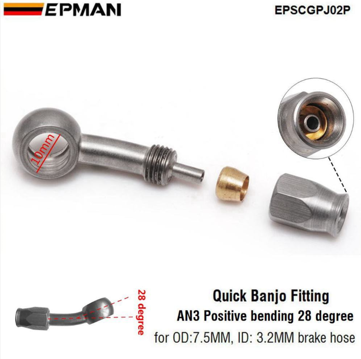 EPMAN 1PC raccordo girevole per tubo flessibile freno AN3 dritto in acciaio inox 45/90/180 gradi EPSCGPJ_voghion.com