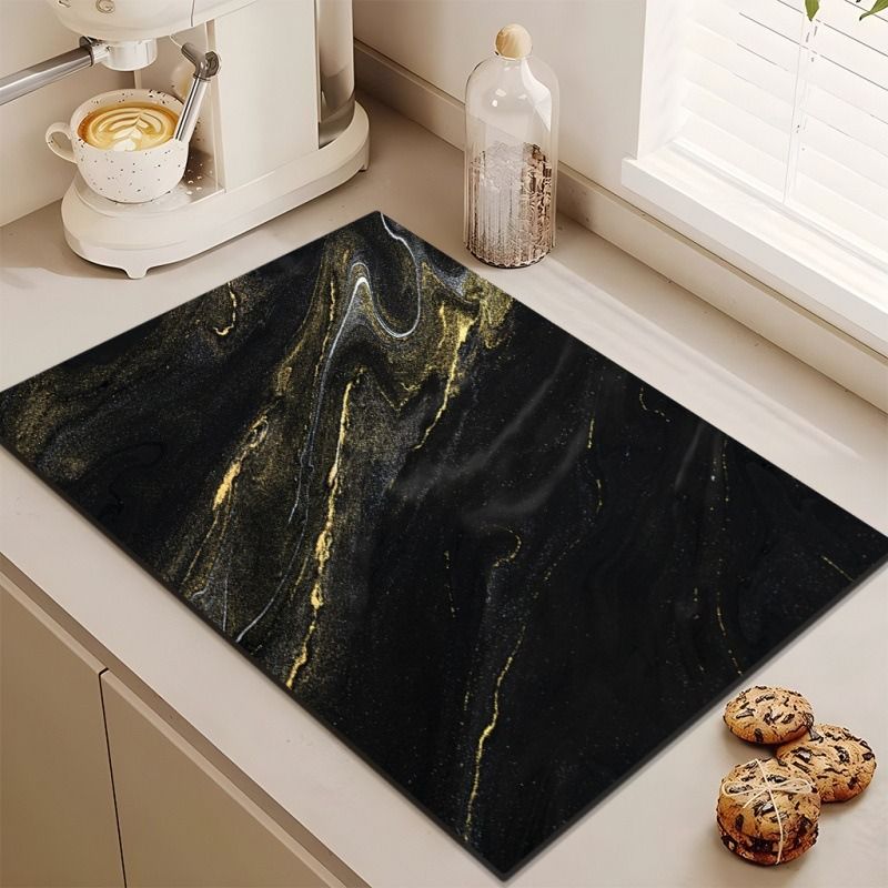 Tappetino asciugapiatti da cucina in tessuto tecnico premium e diatomite - Tappetino assorbente quadrato antiscivolo per piatti, protezione per tavolo resistente al calore_voghion.com
