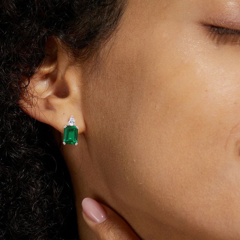 Retro cultivated emerald earrings for women S925 inlaid colored gemstone earrings light luxury noble temperament_voghion.com