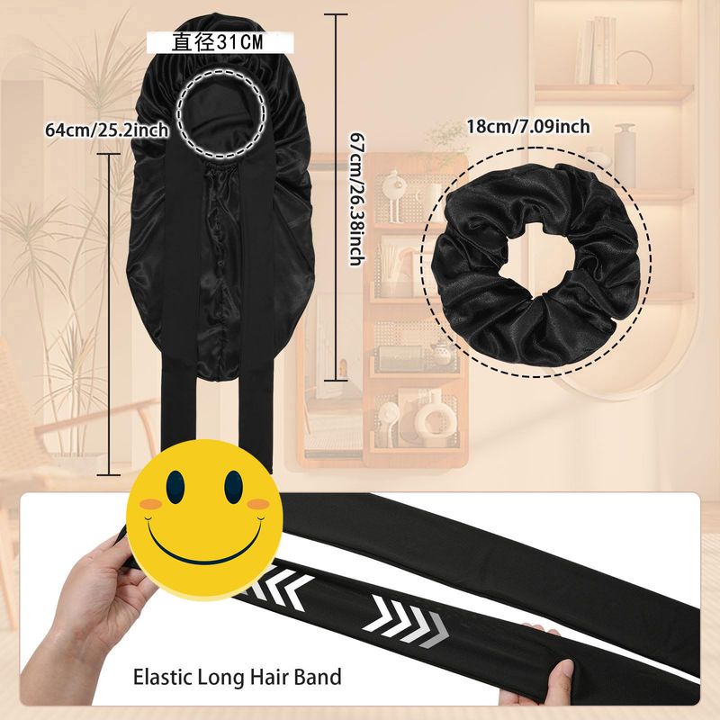 Women's Elegant Satin Sleep Cap With Wide Brim And Bow Tie, Breathable & Comfortable For All Seasons, Perfect For Hair Protection And Beauty Sleep_voghion.com