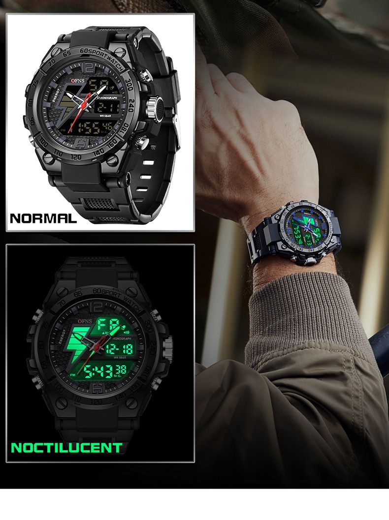 Men's Digital Watch Dual Display Trend Multi-functional Student Watch Outdoor Sports Watch_voghion.com