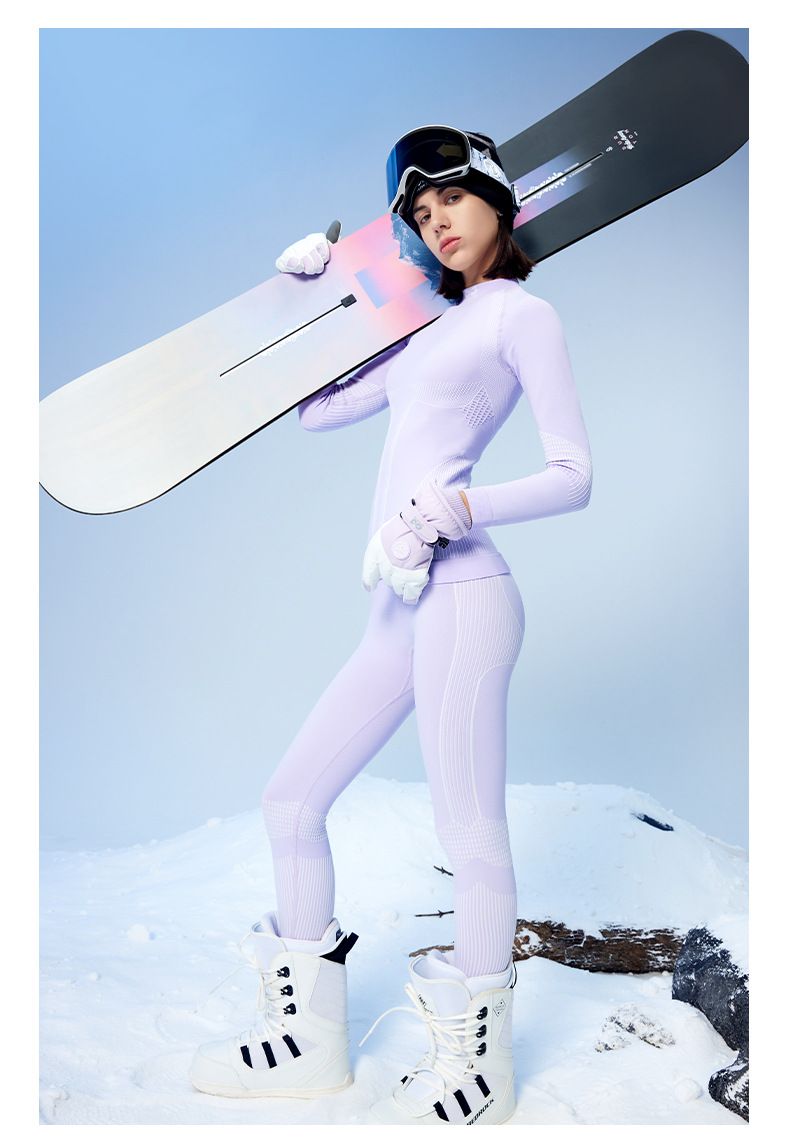 Intimo da sci funzionale a compressione ad asciugatura rapida per donna, strato di base termico traspirante per sport all'aria aperta e alpinismo_voghion.com