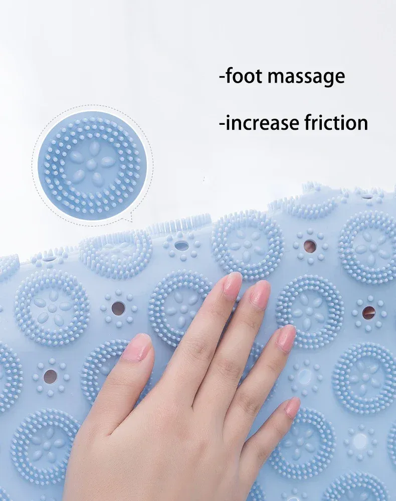 Anti-Rutsch-Duschmatte, PVC-Badematte mit Abflusslöchern, Fußmassage-Textur, schnelltrocknend (55 x 55 cm), EU-Badezimmersicherheit_voghion.com