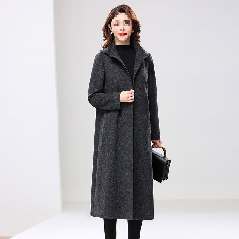 Calm Autumn Winter New Hooded Fashion Loose Plus Size Long Trench Coat Elegant Hepburn Style_voghion.com