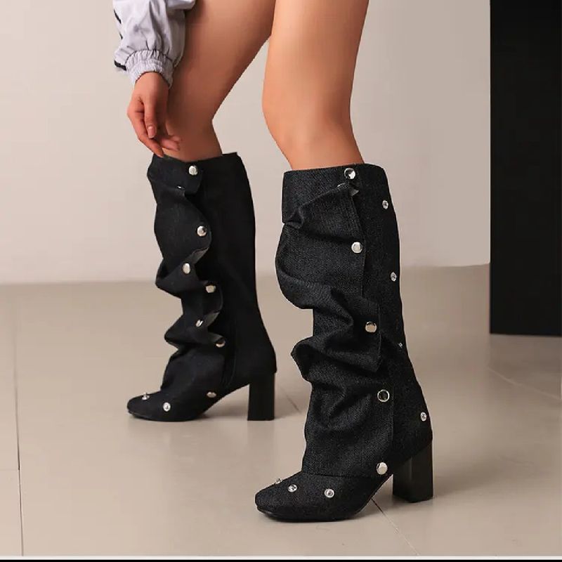 2025 Fall And Winter New Western Cowboy Long Women's Heeled Riding Boots Fashionable And Versatile Wear Comfortable Lightweight Personalized_voghion.com