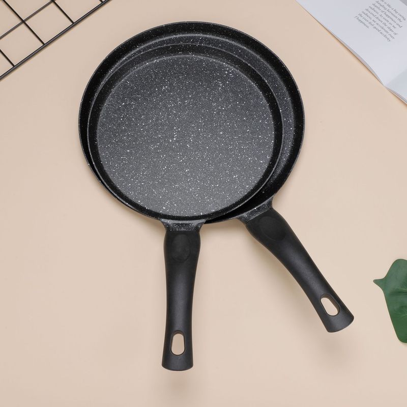 Non-Stick Frying Pan Granite Coating - Eggs, Pancakes, Steak & More - Universal Induction & Stove Compatibility (Includes Spatula & Oil Brush)_voghion.com