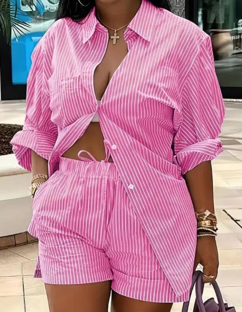 Vêtements pour femmes offre spéciale, short deux pièces à manches longues, costume de banlieue imprimé_voghion.com