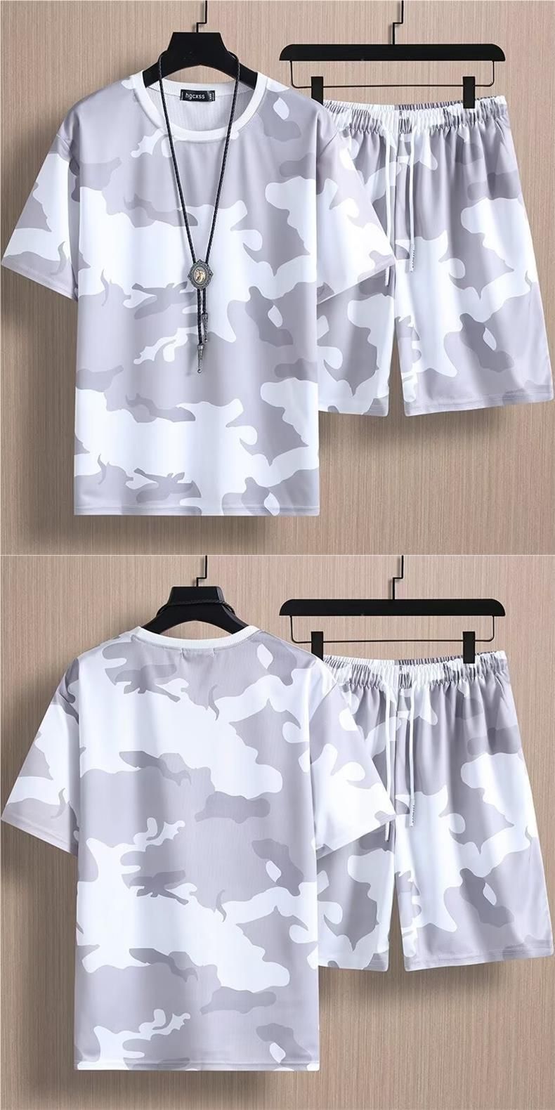 Sportanzug Sommer Dünne Herren Übergroße Mollige Kurzarm T-Shirt Shorts Laufen Fitness Sportswear_voghion.com