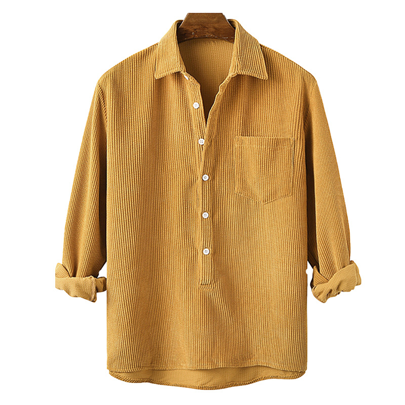 Camicia casual a maniche lunghe con colletto a righe da uomo, di qualità imbattibile, per primavera e autunno_voghion.com