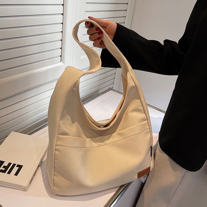 Minimalist Large Capacity Student Tote Spring New Fashion Simple Shoulder Handheld Casual Class Canvas Bag_voghion.com