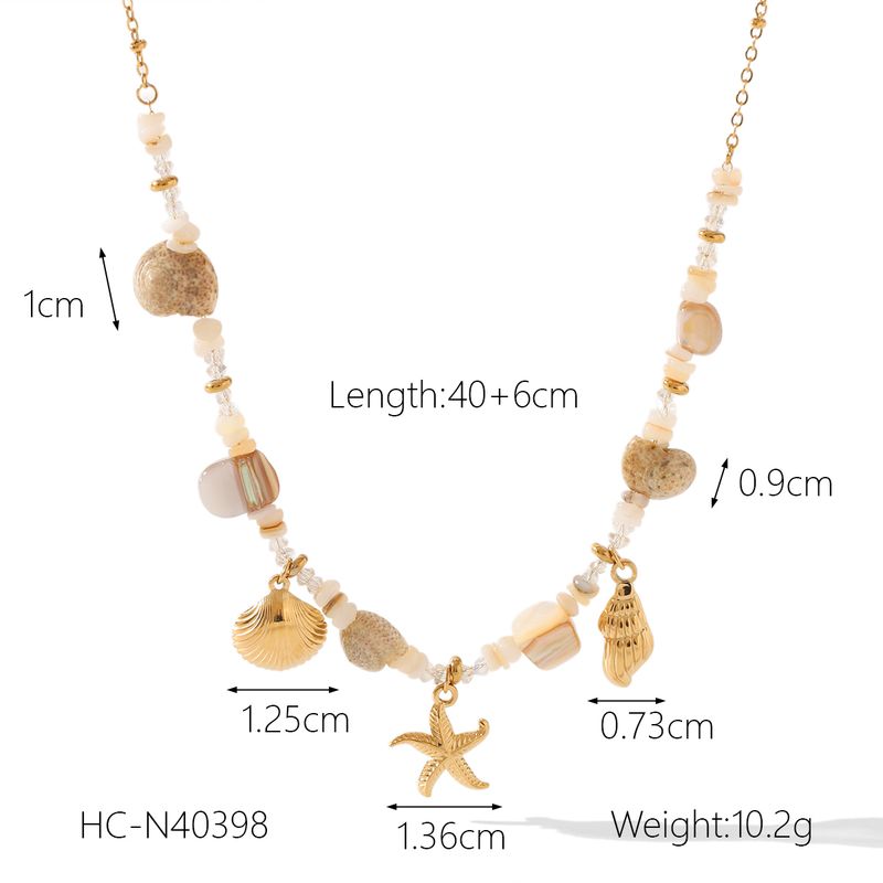 1Pc/2Pcs FirstStyle Starfish Shell Necklace Stud Earrings Ring Bracelet For Women, Stainless Steel Gold Plated Summer Jewelry_voghion.com