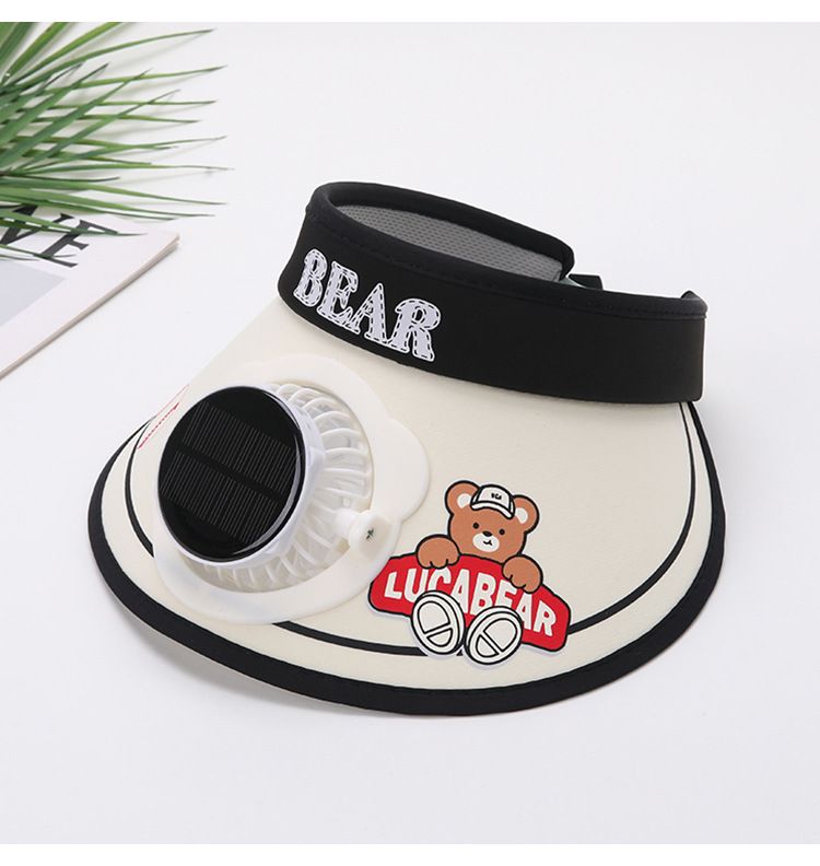 Ventilatore solare estivo per uomo, donna e bambino, cappello con protezione UV e parasole per esterni, con tesa larga e parte superiore aperta._voghion.com