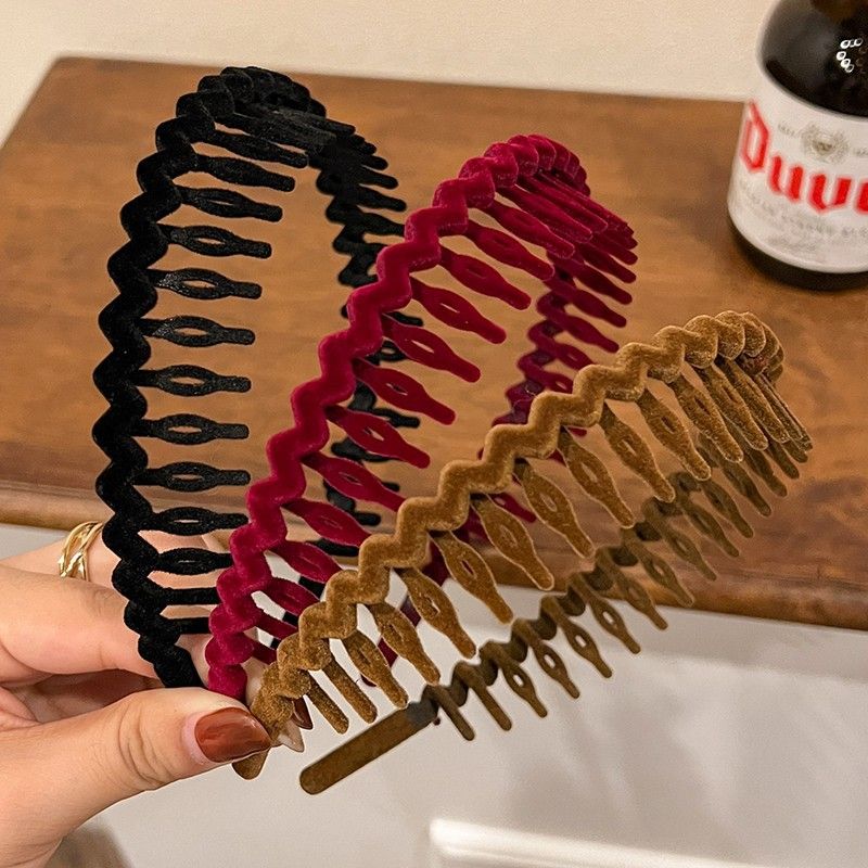 per donna autunno inverno clip accessori lavaggio antiscivolo dentato floccato fascia per capelli trucco maschera viso fascia per capelli_voghion.com
