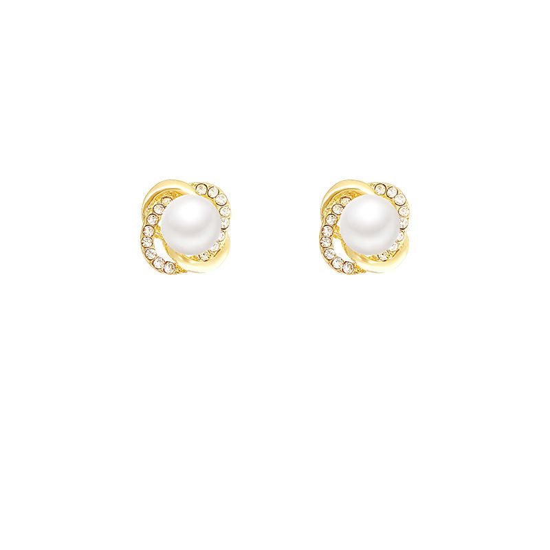 Orecchini a bottone in argento con perle coreane per donna, eleganti e di alta qualità, alla moda_voghion.com