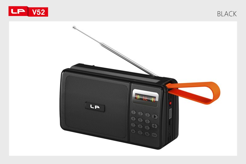 LP-V52 Square Radio Bluetooth Stand Solar Charging Long Antenna with Screen Button Mischievous Mini Card Insertion_voghion.com