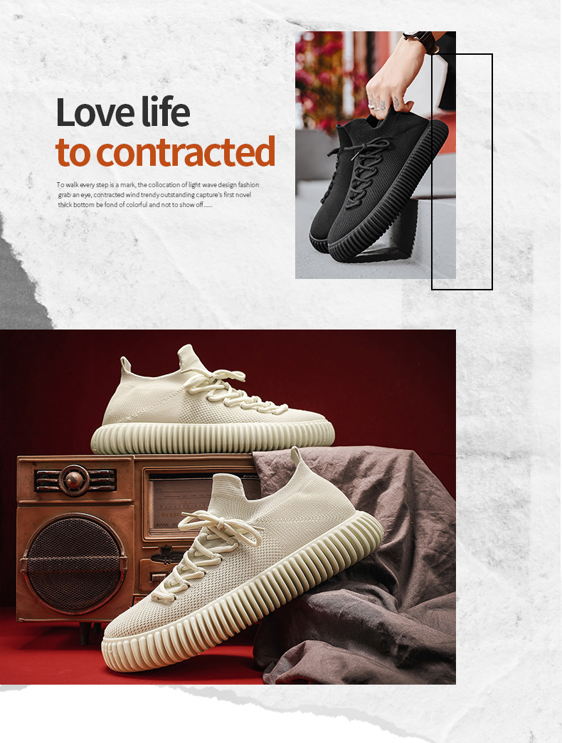 Instapper Heren S Schoenen Kokosnoot Sneakers Vliegende Geweven Mesh Casual Sneakers Heren S Sok Mond Gebreide Doek Schoenen Lichte Mesh Schoenen_voghion.com