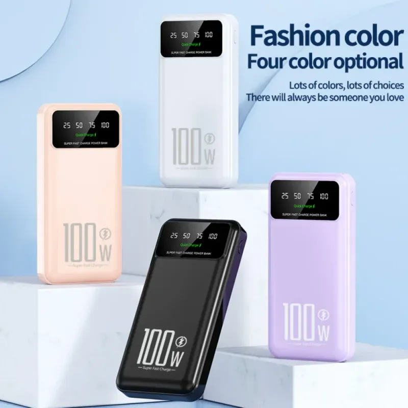 For IPhone Huawei Samsung 20000 MAh High Capacity 100 W Fast Charging Bank Portable Charger Battery Pack Power_voghion.com